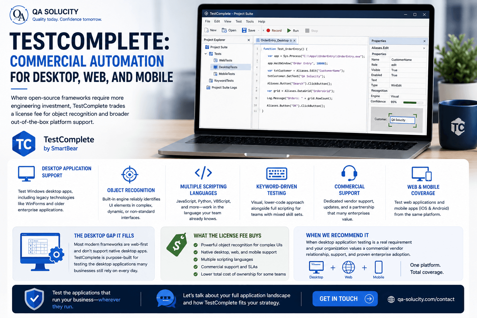 TestComplete: Commercial Automation for Desktop, Web, and Mobile